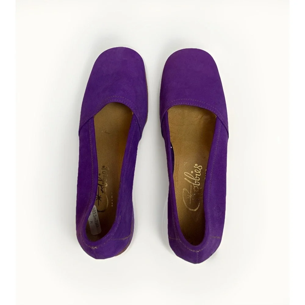 Vintage Cobbies Made In Italy Purple Nabuk Womens Wedges Size 5 Open Box